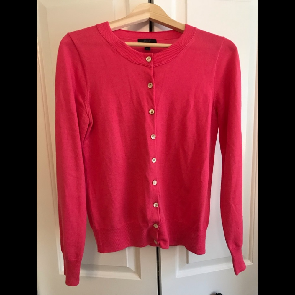 J Crew fuscia pink cardigan sweater Size Medium
